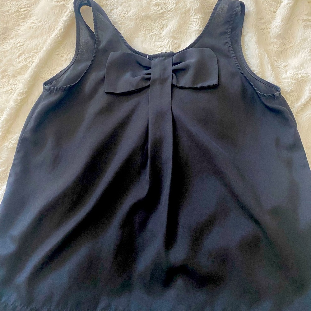Chloe K Black Bow Tank Top